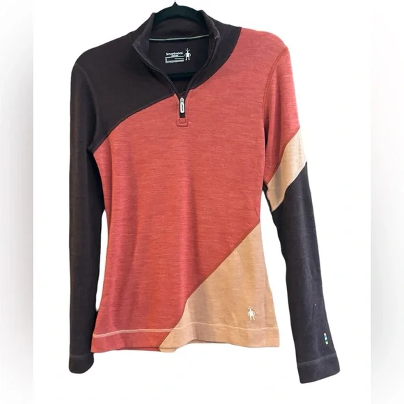 Pull Smartwool 1/4 Zip Mérinos 150 - Homme Taille M, Noir/Rouge, Couche De Base
